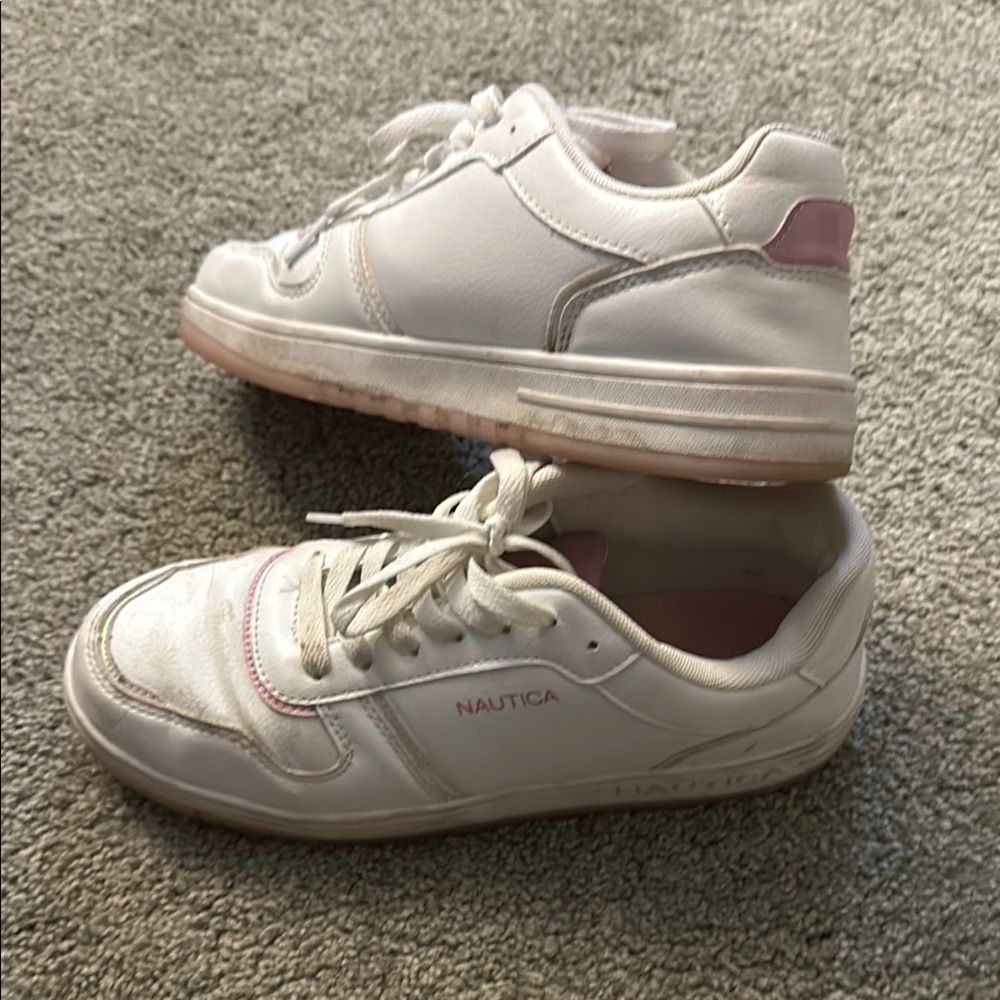 Nautica Kids White and Pink Sneakers